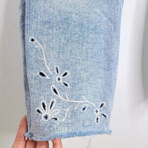 Old Navy Rockstar 28 Tall Light Acid Wash High Rise Laser Cut Raw Hem Jeans